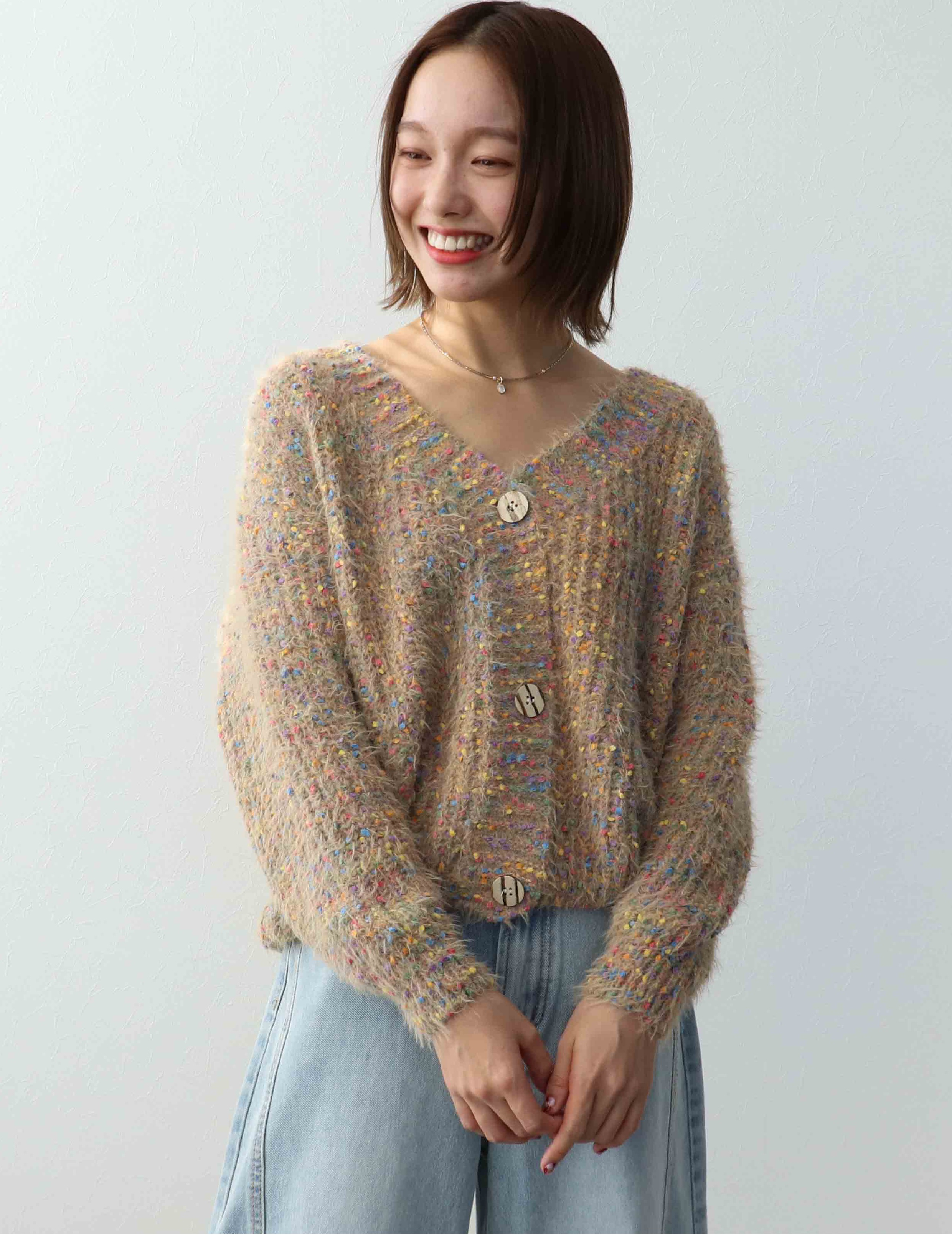 🧶ポコポコMIXヤーンニットカーディガン🧶｜スリーフォータイム