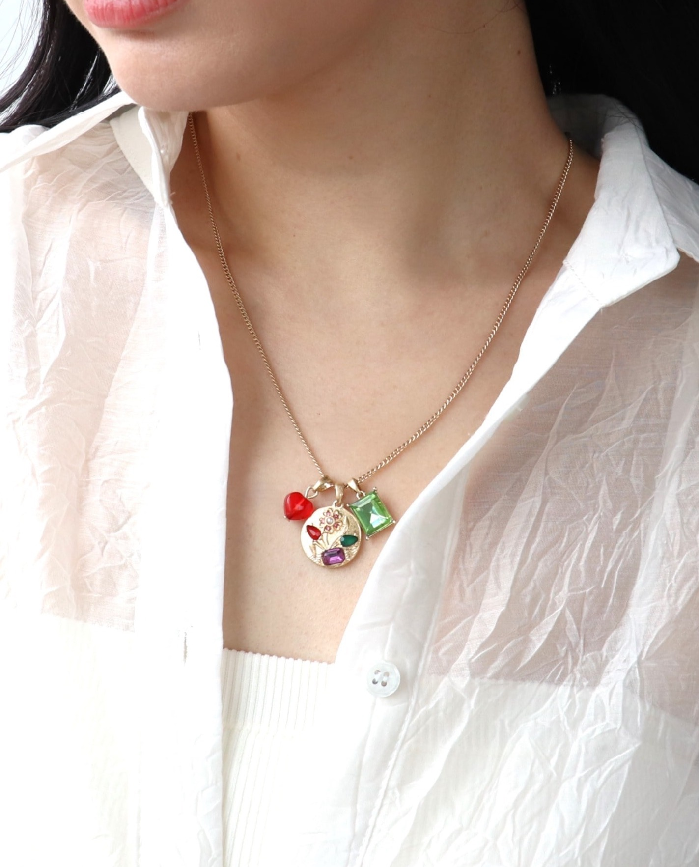 💐フラワーコインチャームネックレス💐｜スリーフォータイム｜ショップ