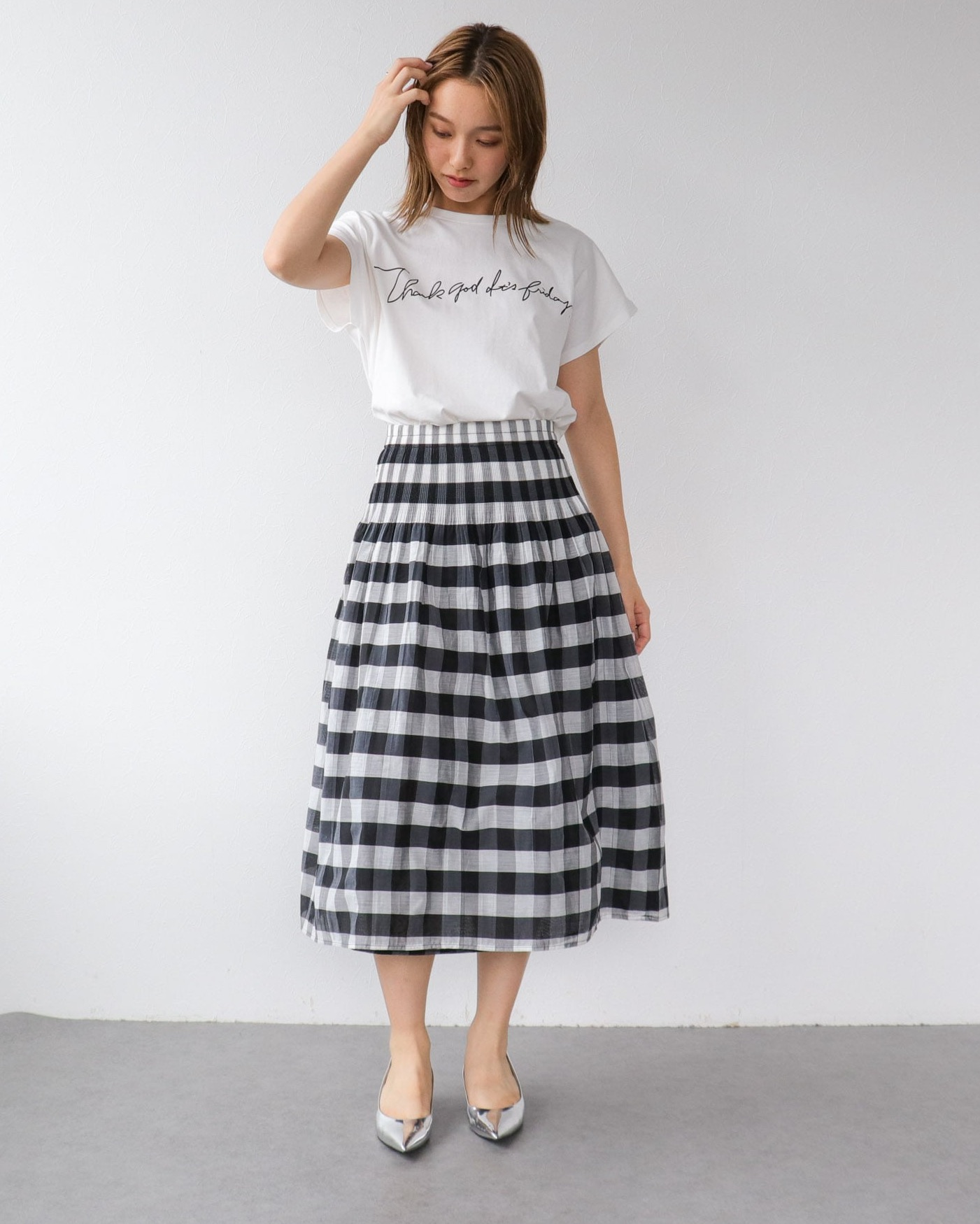 💙Check柄リバーシブルスカート💙｜スリーフォータイム｜ショップ