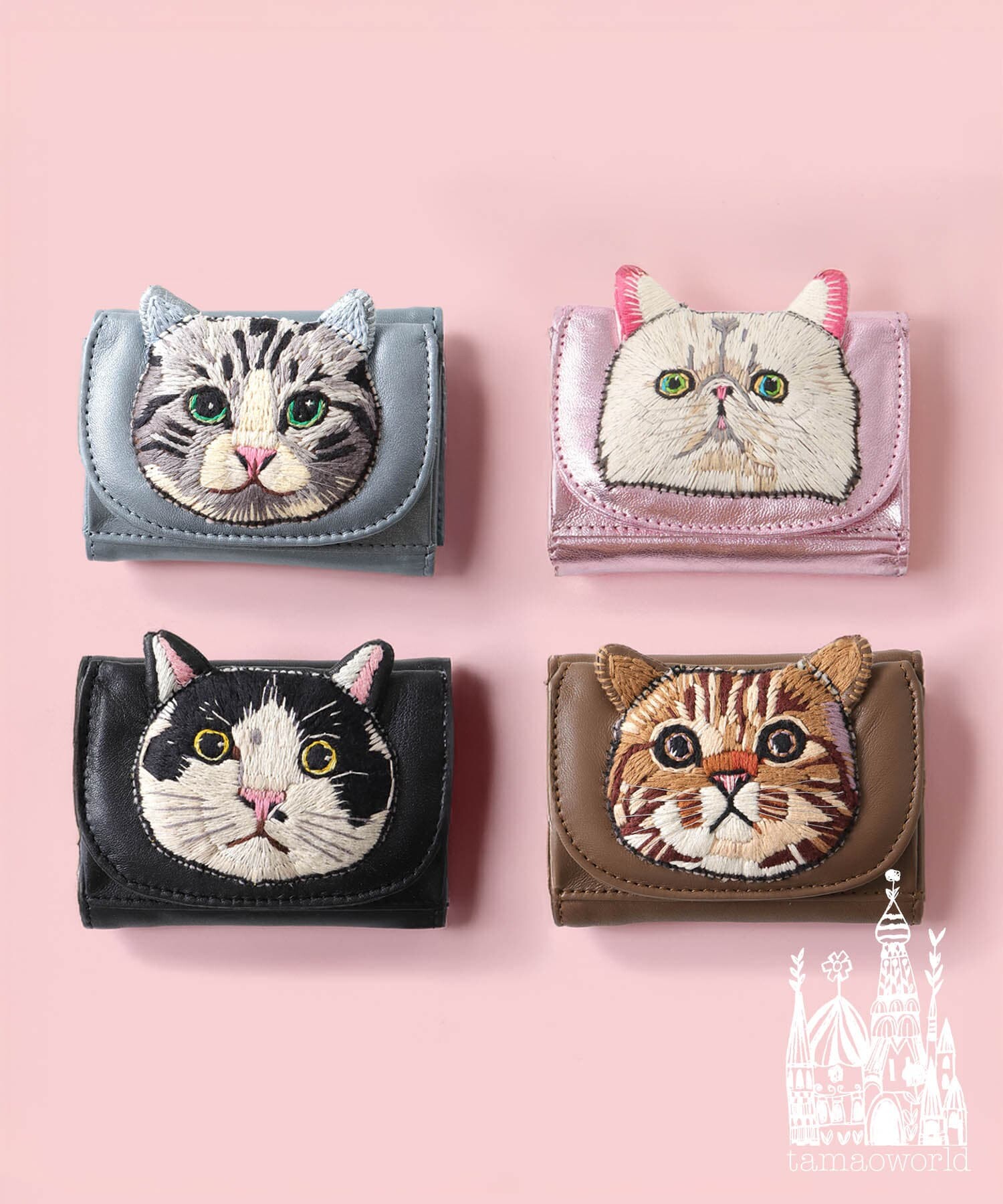 🐈【tamaoworld】Leather mini catwallet♫｜スリーフォータイム