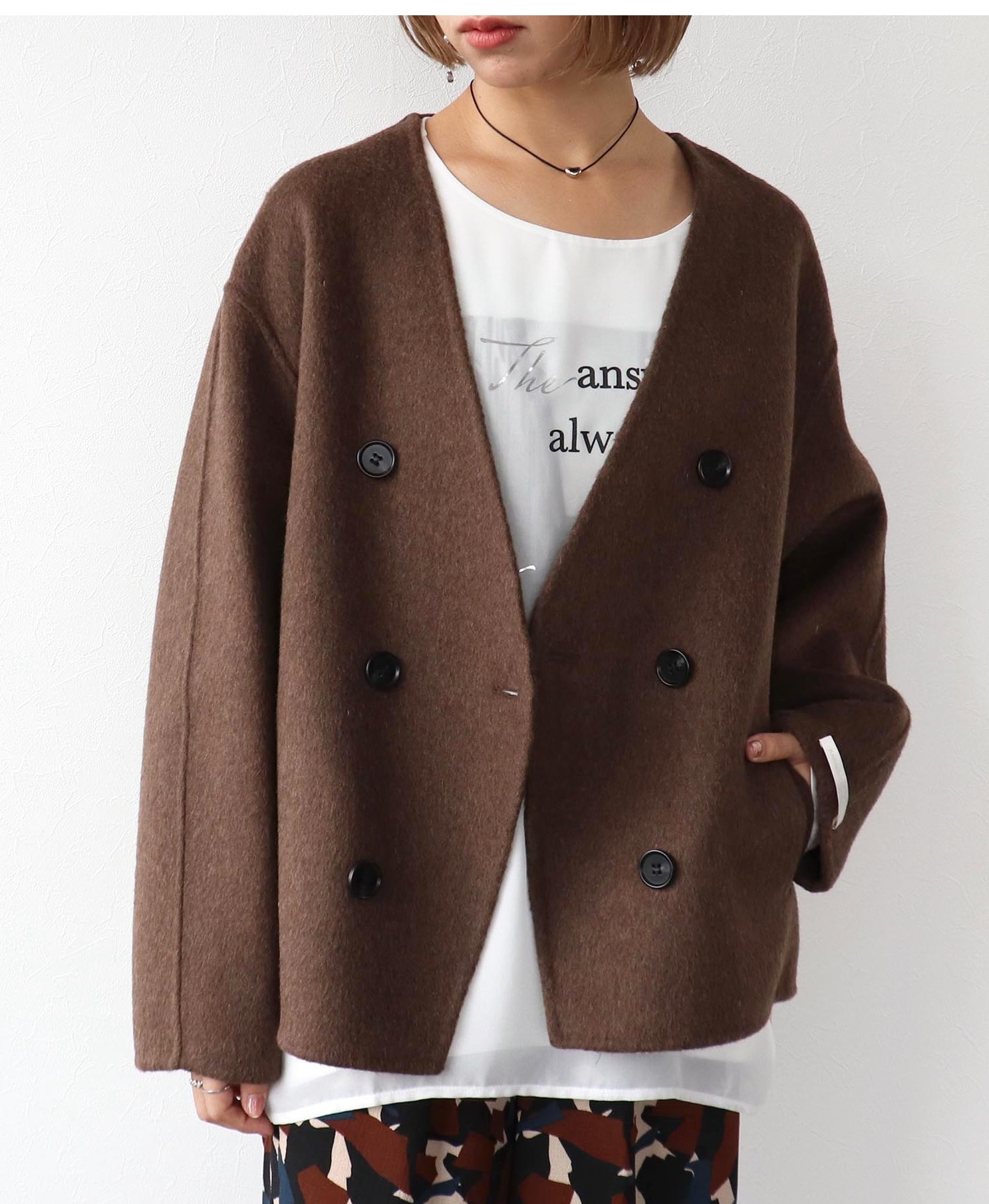 ENFOLD ノーカラー　コクーンジャケット ENFOLD ノーカラー コクーンジャケット