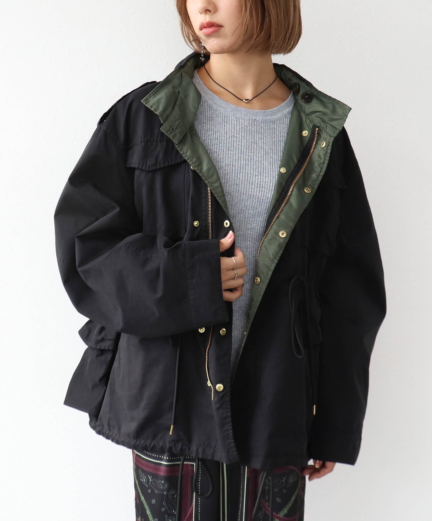 kmrii ケムリ　コート　ミリタリー　フード　ジャケット　ブラック kmrii ケムリ コート ミリタリー フード ジャケット ブラック