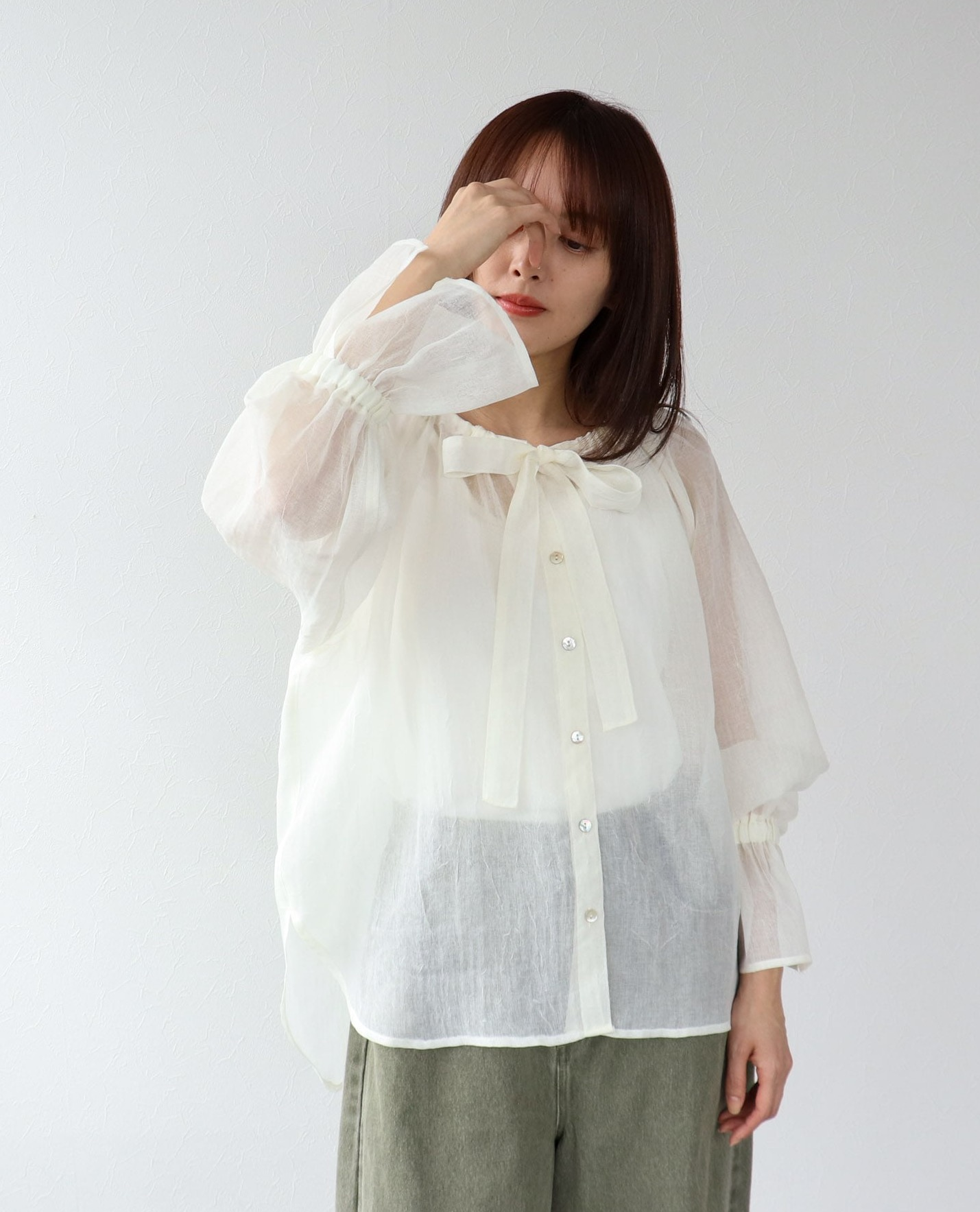 yori バッグギャザーリボンブラウス 36 クチュールバイロジータ couture BY ROJITA ギャザーリボンブラウス