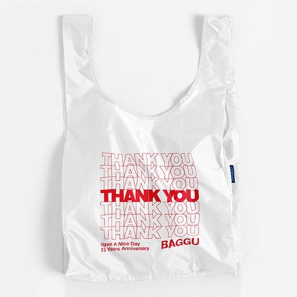 美品【BAGGU】STANDARDエコバッグ　15th THANK YOU　黒 GroundY YOHJI YAMAMOTO × BAGGU 黒エコバッグ - メルカリ