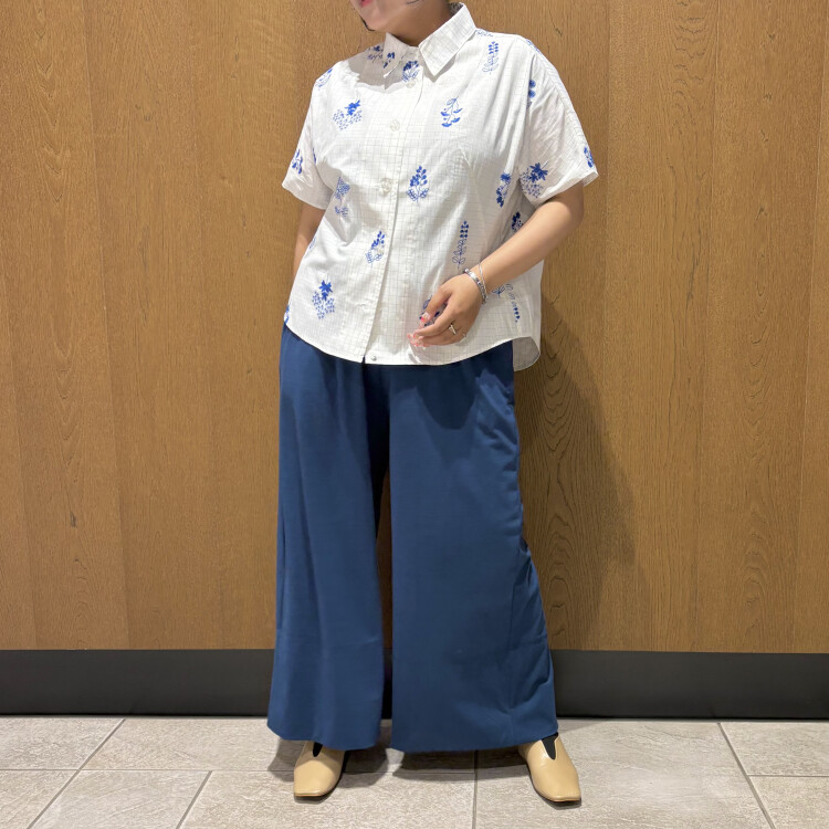 野花の押し花刺繍SH × カットでさらりPT