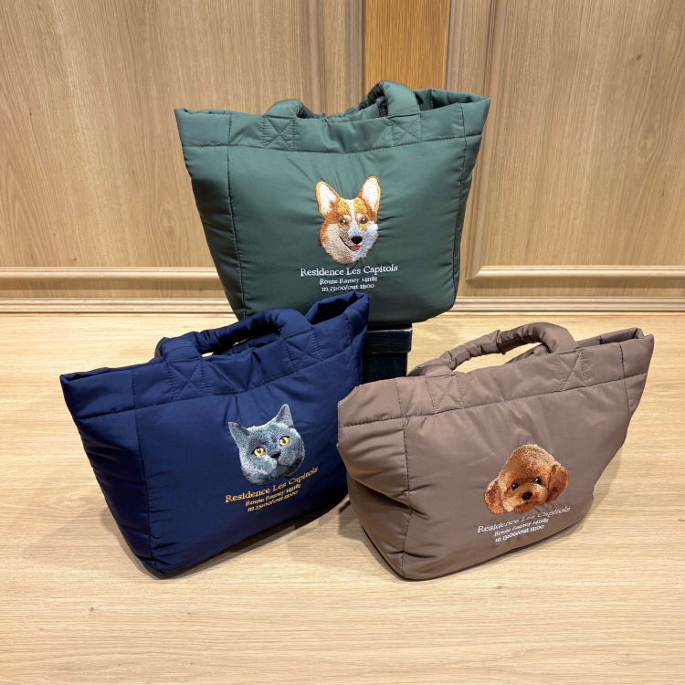 アニマル刺繍パフトート