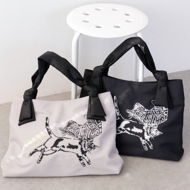 🐈‍⬛ネコ刺繍リボントート🐈‍⬛