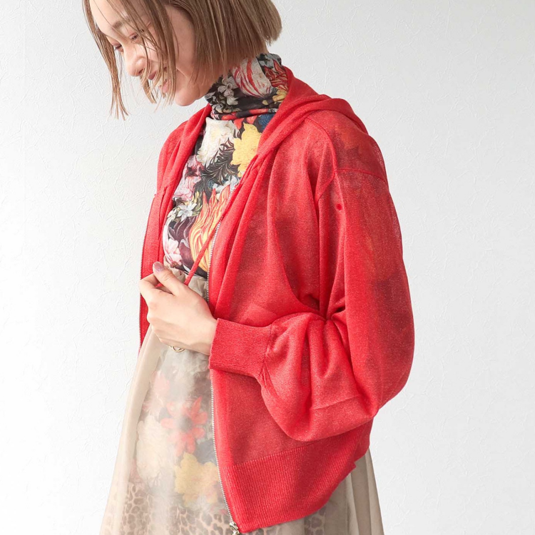🧶シアーラメフードWジッパーニット🧶