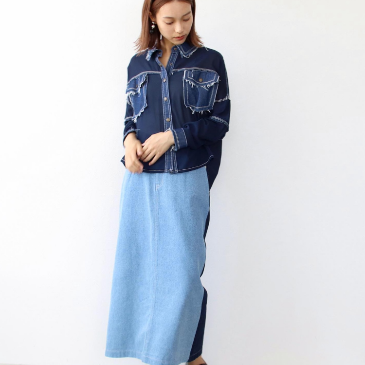 💙デニム×シアーシャツ💙