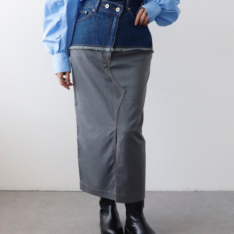 💙＜一部店舗・WEB限定＞デニムドッキングスカート💙