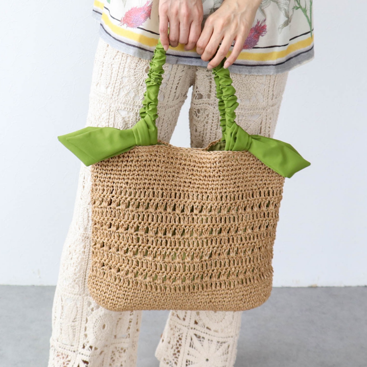 🎀下がりリボン柄編みトート🎀