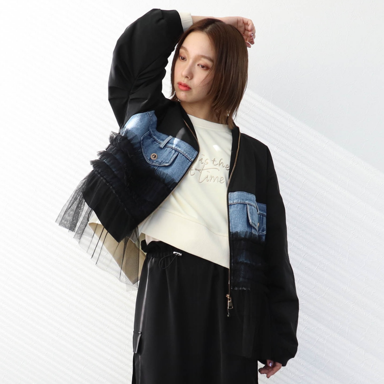 💙デニムチュールドッキングブルゾン💙