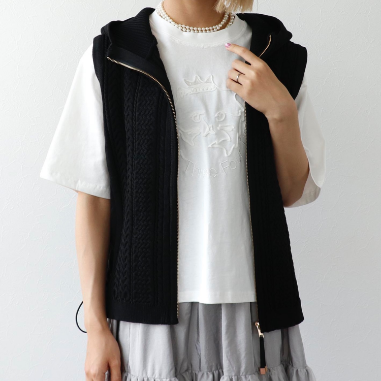 🧶ケーブル布帛ドッキングベスト🧶