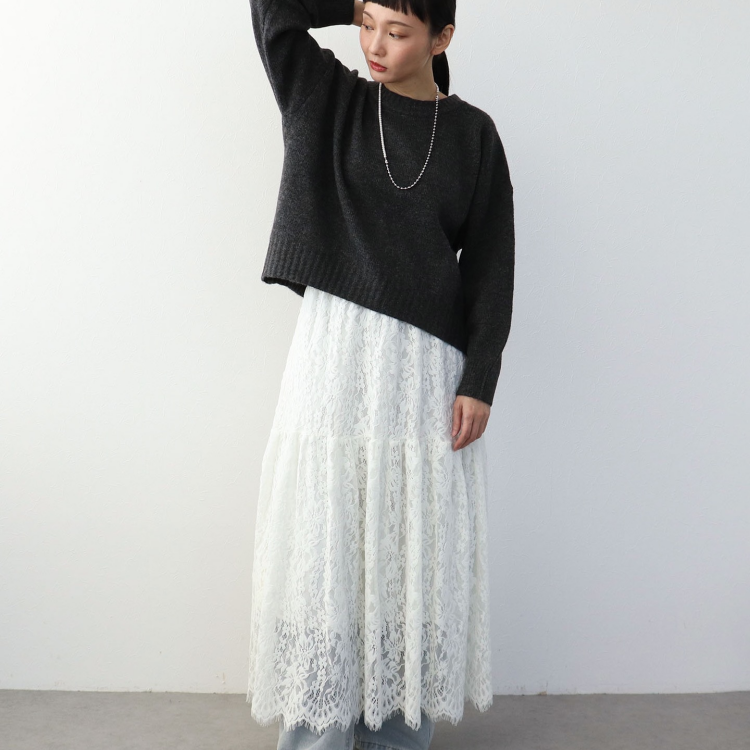 💐起毛レースギャザースカート💐