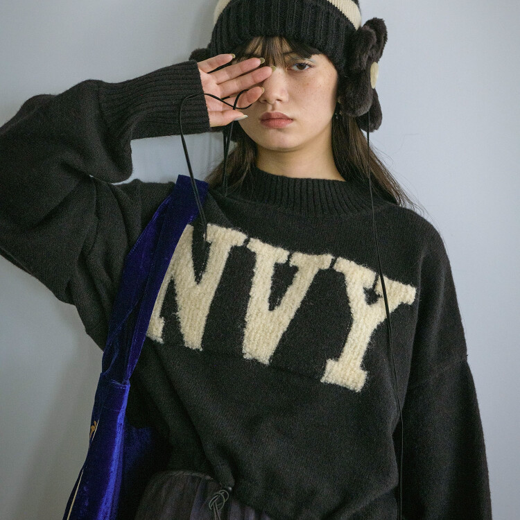 🧶ジャガードロゴボトルネックショートプルオーバー🧶