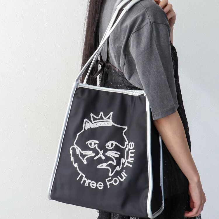 🖤Three Four Time🐈刺繍ナイロントート🧡