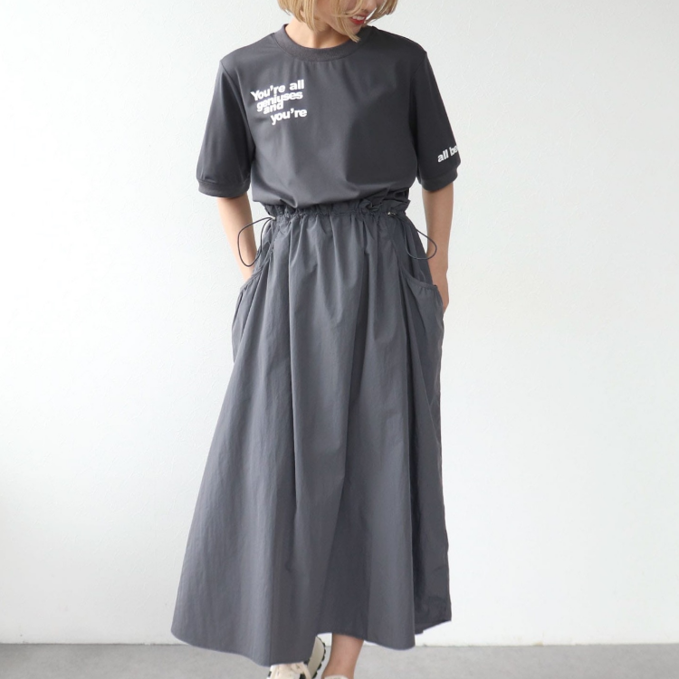 🖤布帛切替ハーフスリーブロゴワンピース🖤