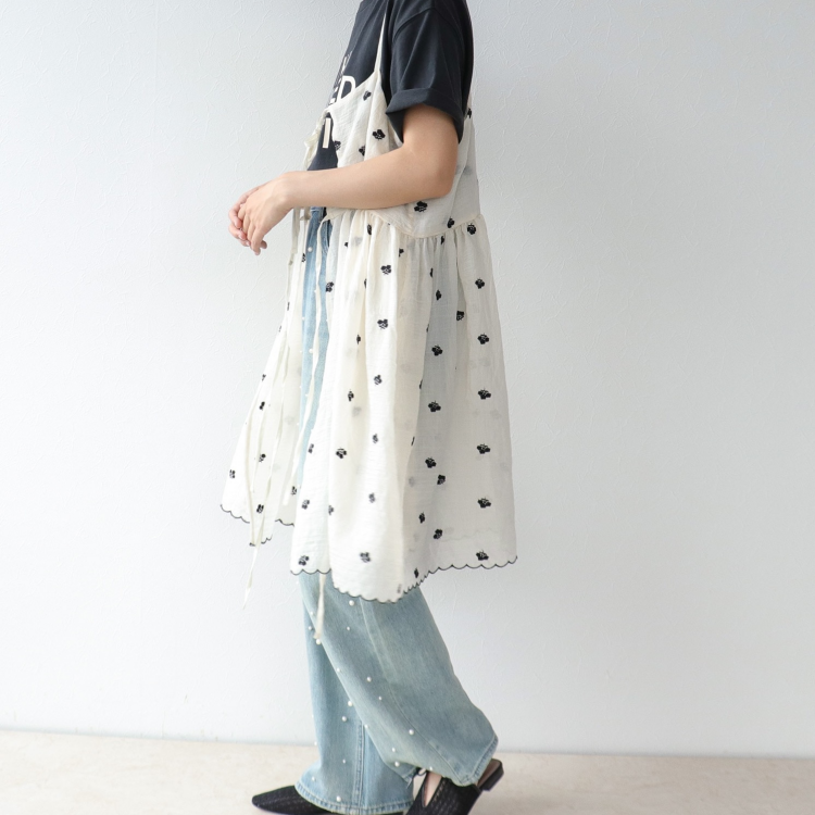🤍シアー刺繍バックリボンキャミブラウス🖤