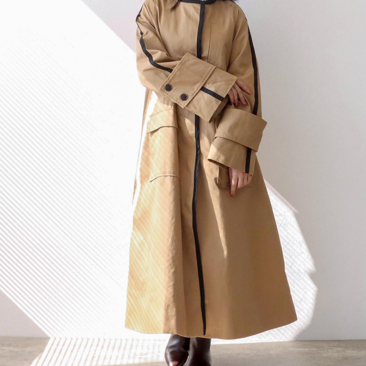 🧥ワイドスリーブノーカラーロングコート🧥