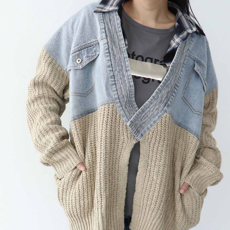 🧶デニムドッキングネップニットカーディガン🧶