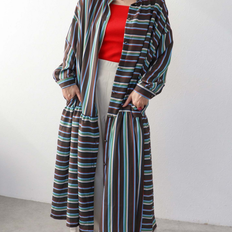 🌈ランダムストライプ柄切替ワンピース🌈