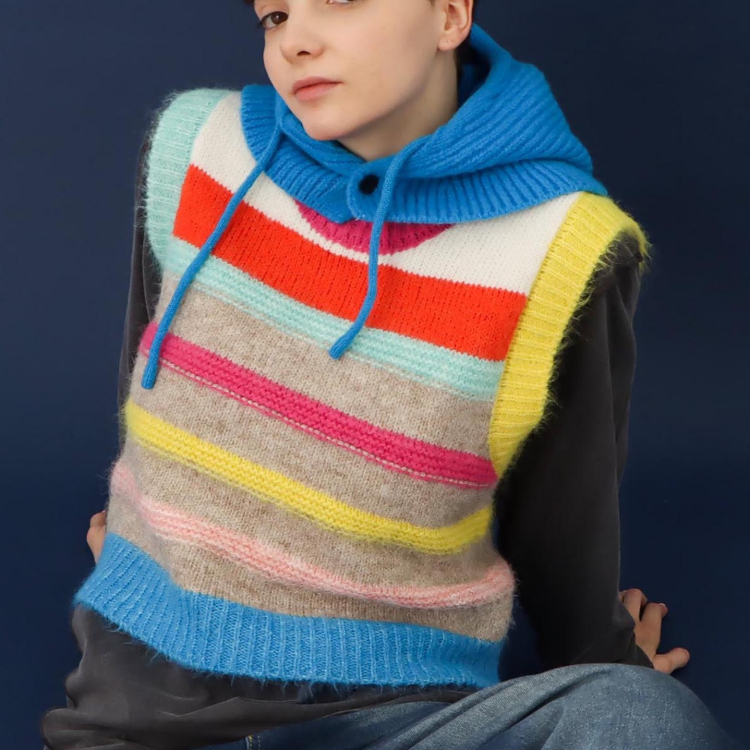 🌈アームネックカラーマルチボーダーベスト🌈