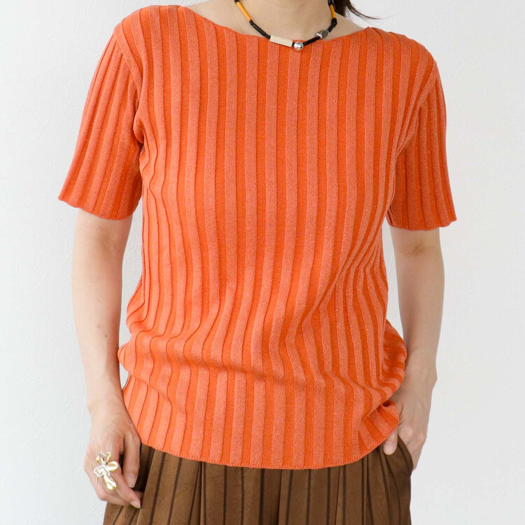 ✨ハーフスリーブラメプルオーバー🧡🤎💙