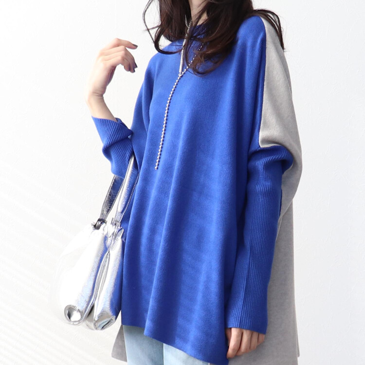 🧵ドルマンスリーブバイカラーニットプルオーバー🧵