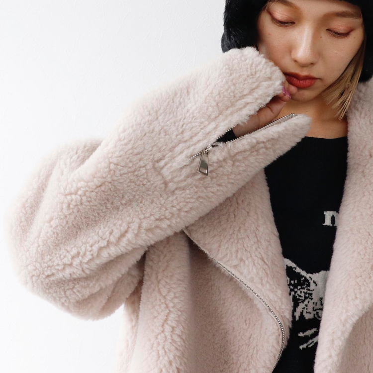 🧶ウール混ファーライダースジャケット🧶