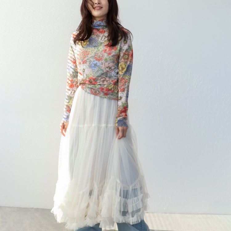 🪽裾ランダムフリルチュールスカート🪽