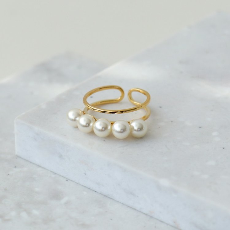 💍ラインパールダブルリング💍