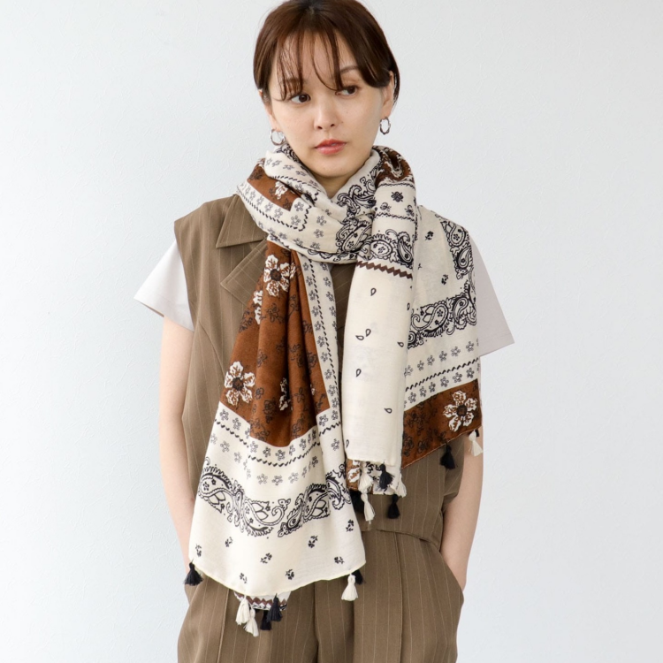 🧣ペイズリープリントフリンジストール🧣