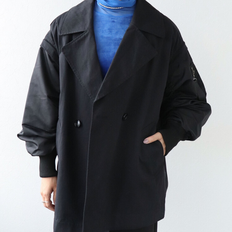 🧥MA-1スリーブビッグカラーハーフコート🧥