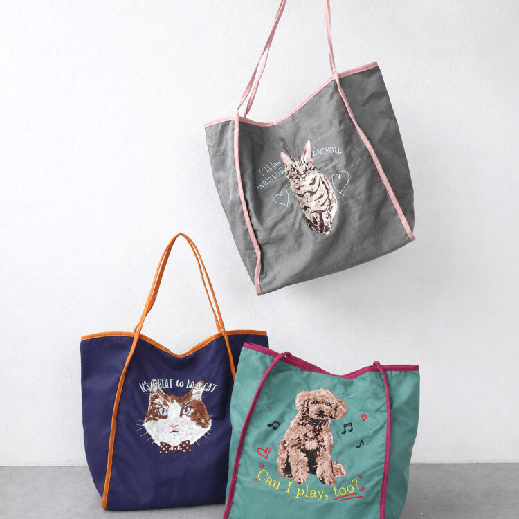 🍂アニマル刺繍トートBAG🐈‍⬛🐩🐈