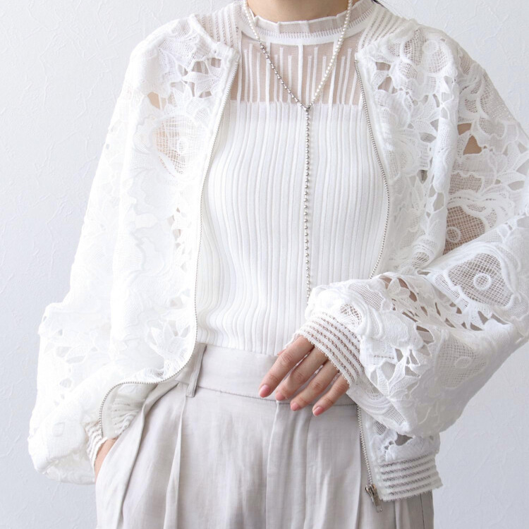 🐩 リブストライプレースブルゾン🐕‍🦺