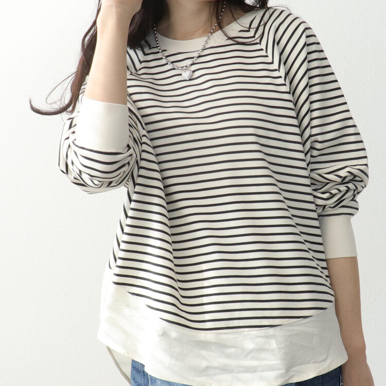 👚ポンチローマラグラン布帛切替プルオーバー👚