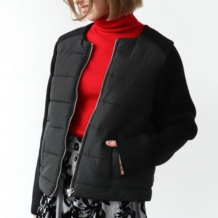 💙中綿×ニット切替ノーカラージャケット💙